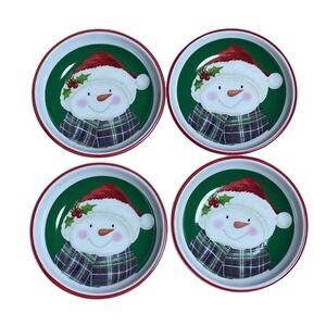 Holly Hill Set 4 Snowman Christmas Holiday Sauce Cups 3.5 in holiday VTG whimsy